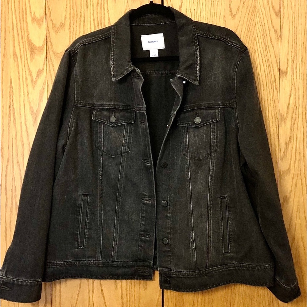 Slightly Distressed Black Denim Jacket